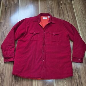 Vintage Windbreaker Corduroy Jacket Mens XL Red Quilted Lined Workwear 90s Coat